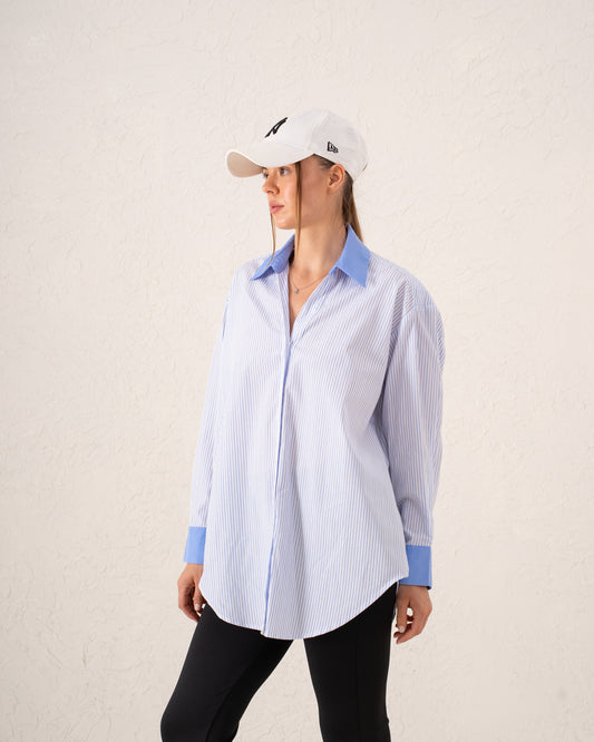 Contrast Collar Oversized Shirt