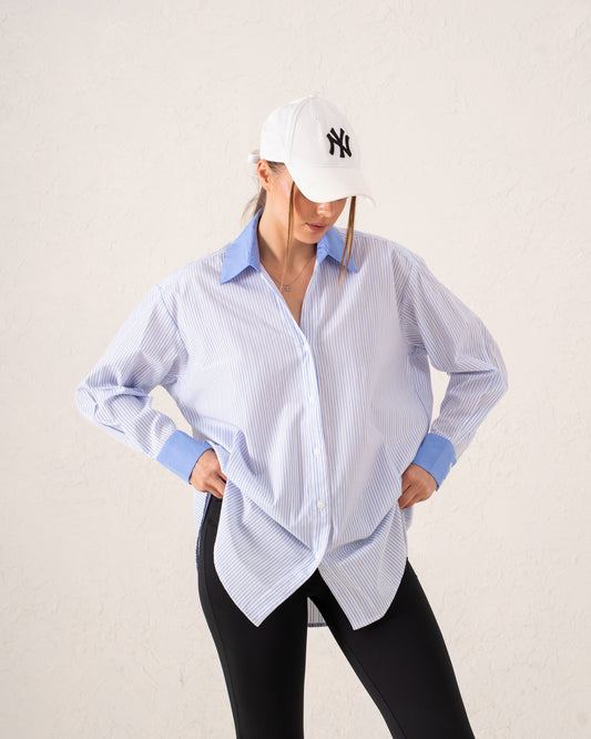 Contrast Collar Oversized Shirt