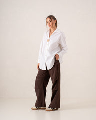 Oversized Statement Shirt With Gold Brooch Detail