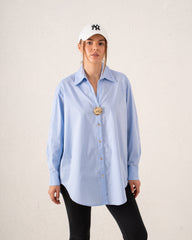 Oversized Statement Shirt With Gold Brooch Detail