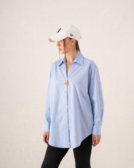 Oversized Statement Shirt With Gold Brooch Detail