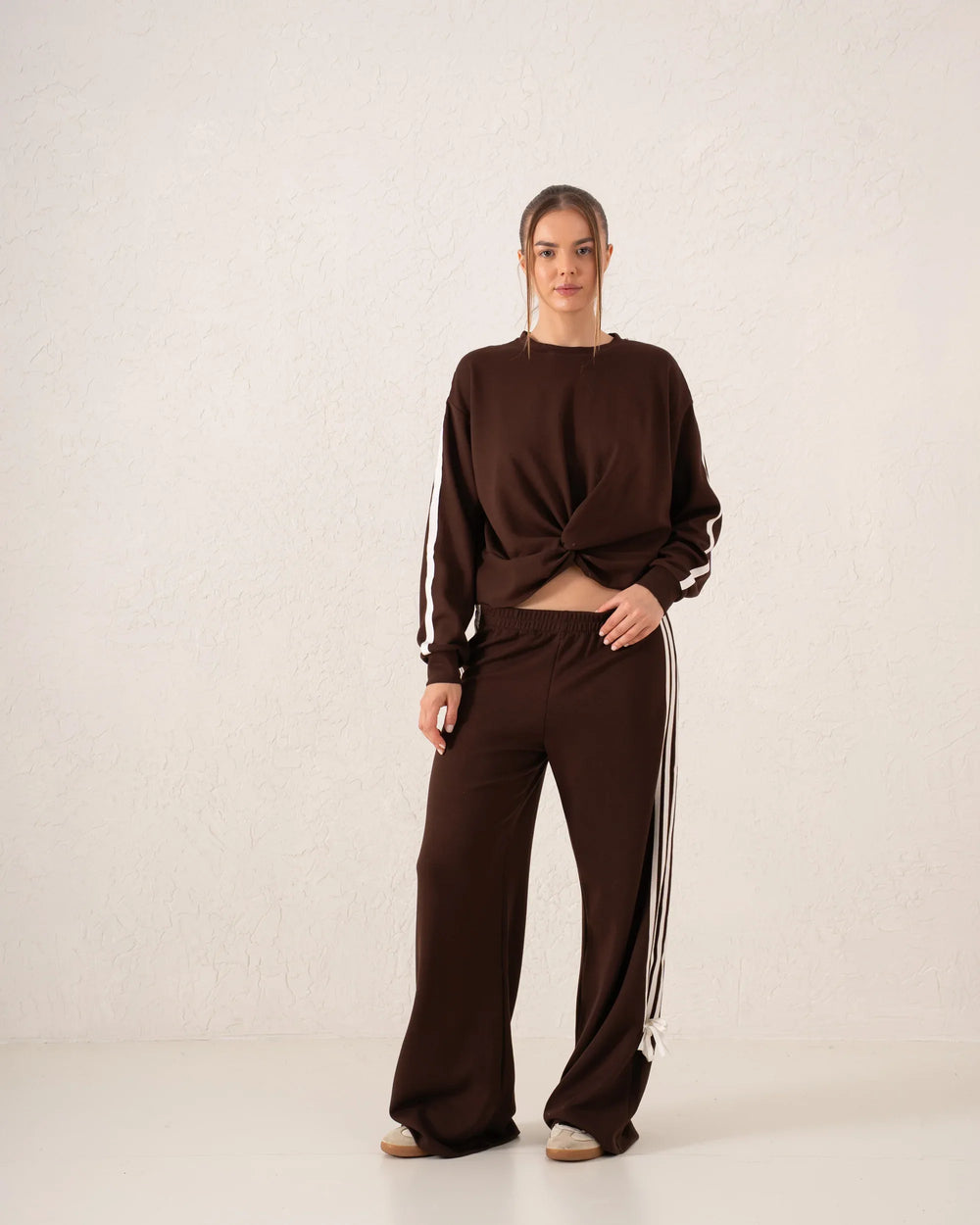 Striped Wide-Leg Pants With Bow Ties - Venti