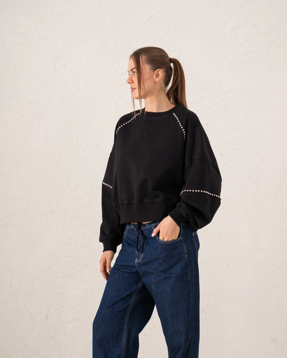 Studded Detail Oversized Sweatshirt - Venti