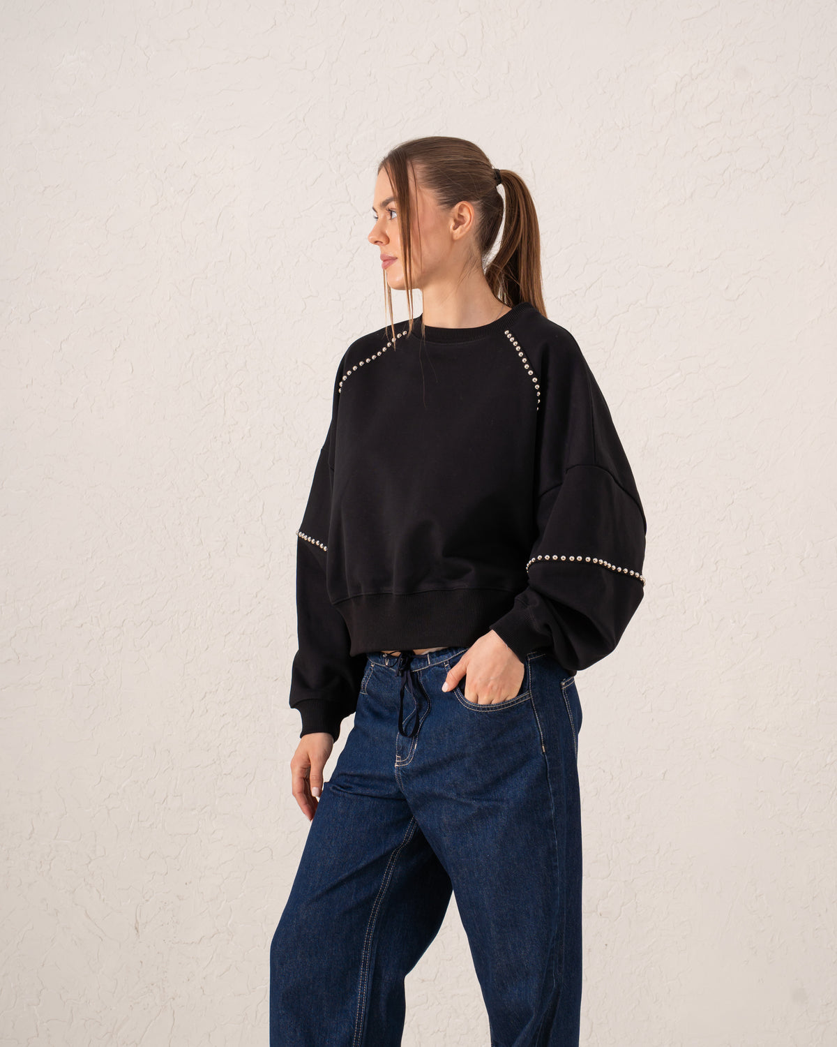 Studded Detail Oversized Sweatshirt