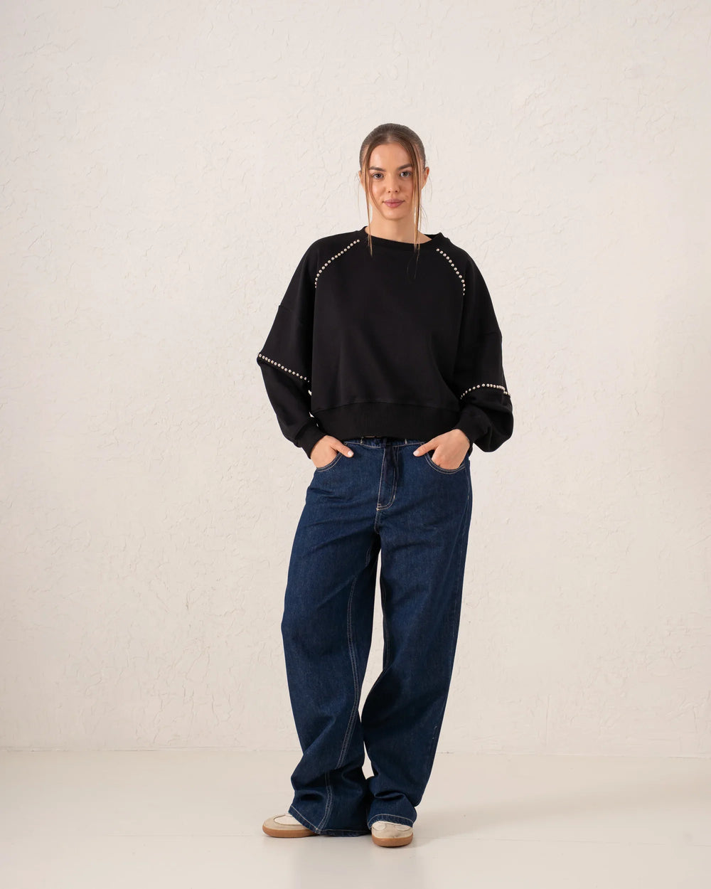 Studded Detail Oversized Sweatshirt - Venti