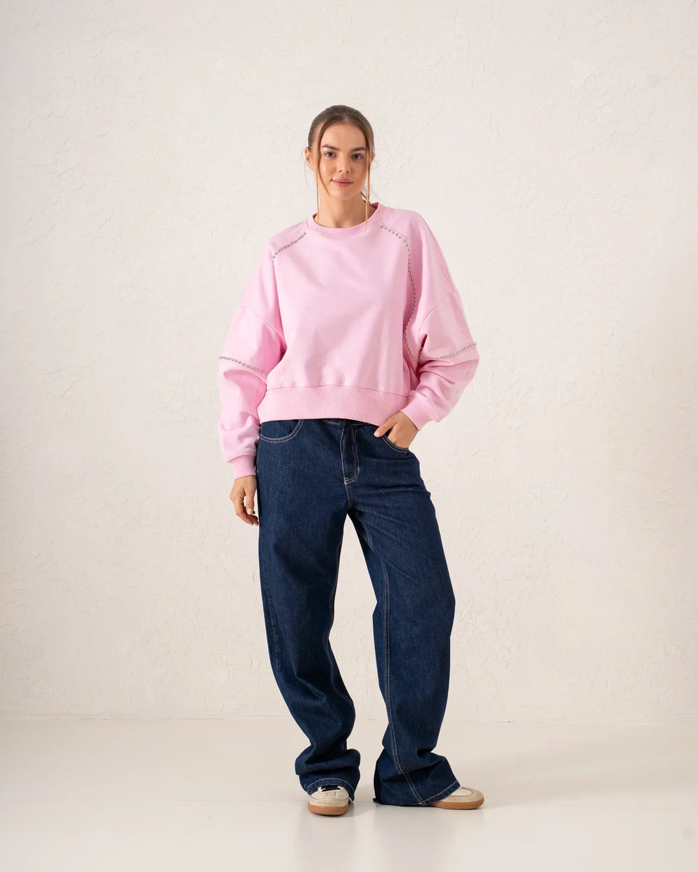 Studded Detail Oversized Sweatshirt - Venti