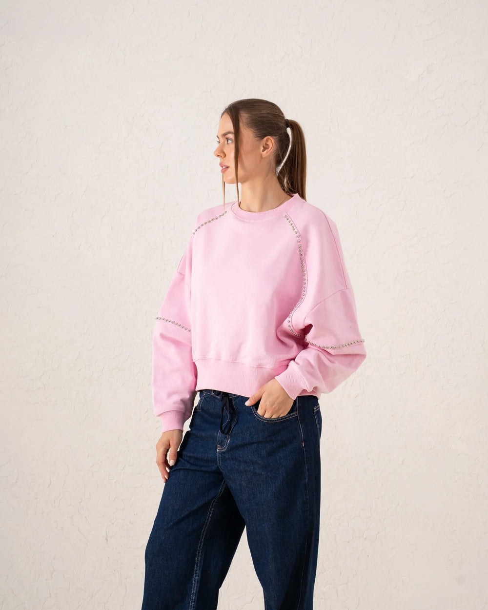 Studded Detail Oversized Sweatshirt - Venti
