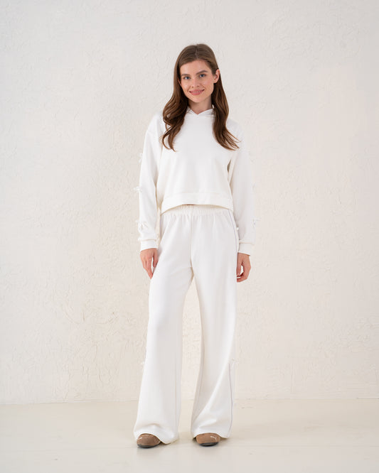 Bow Detail Wide-Leg Pants