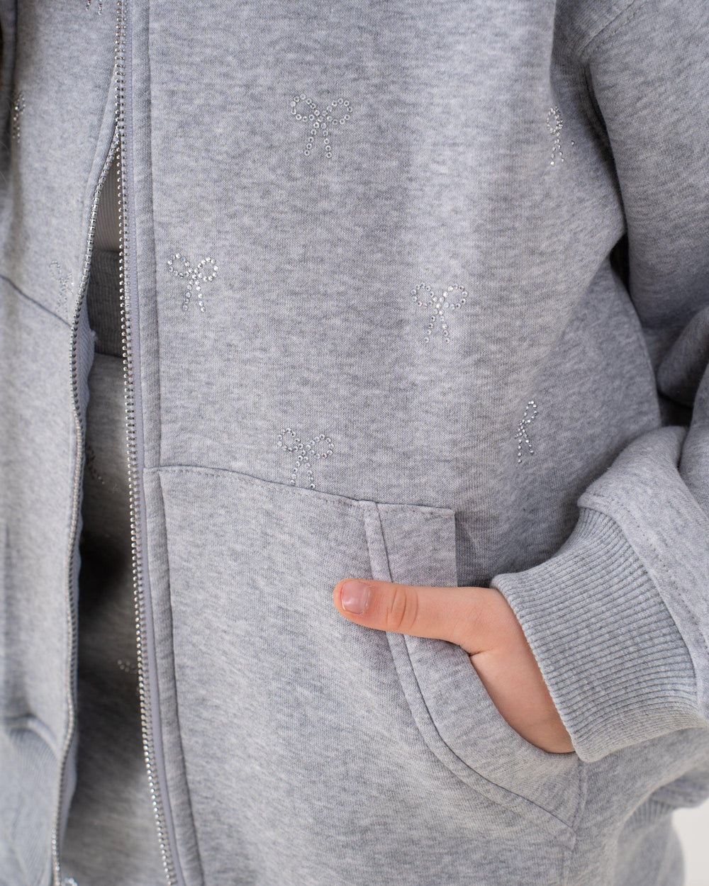 Embellished Bow Zip Hoodie - Venti