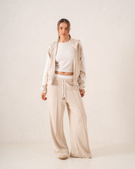 Contrast-Stripe Cropped Zip Hoodie