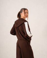 Contrast-Stripe Cropped Zip Hoodie