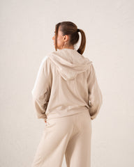 Contrast-Stripe Cropped Zip Hoodie