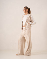 Contrast-Stripe Cropped Zip Hoodie