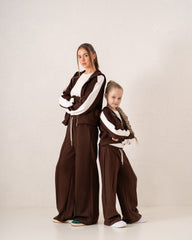 Contrast-Stripe Cropped Zip Hoodie