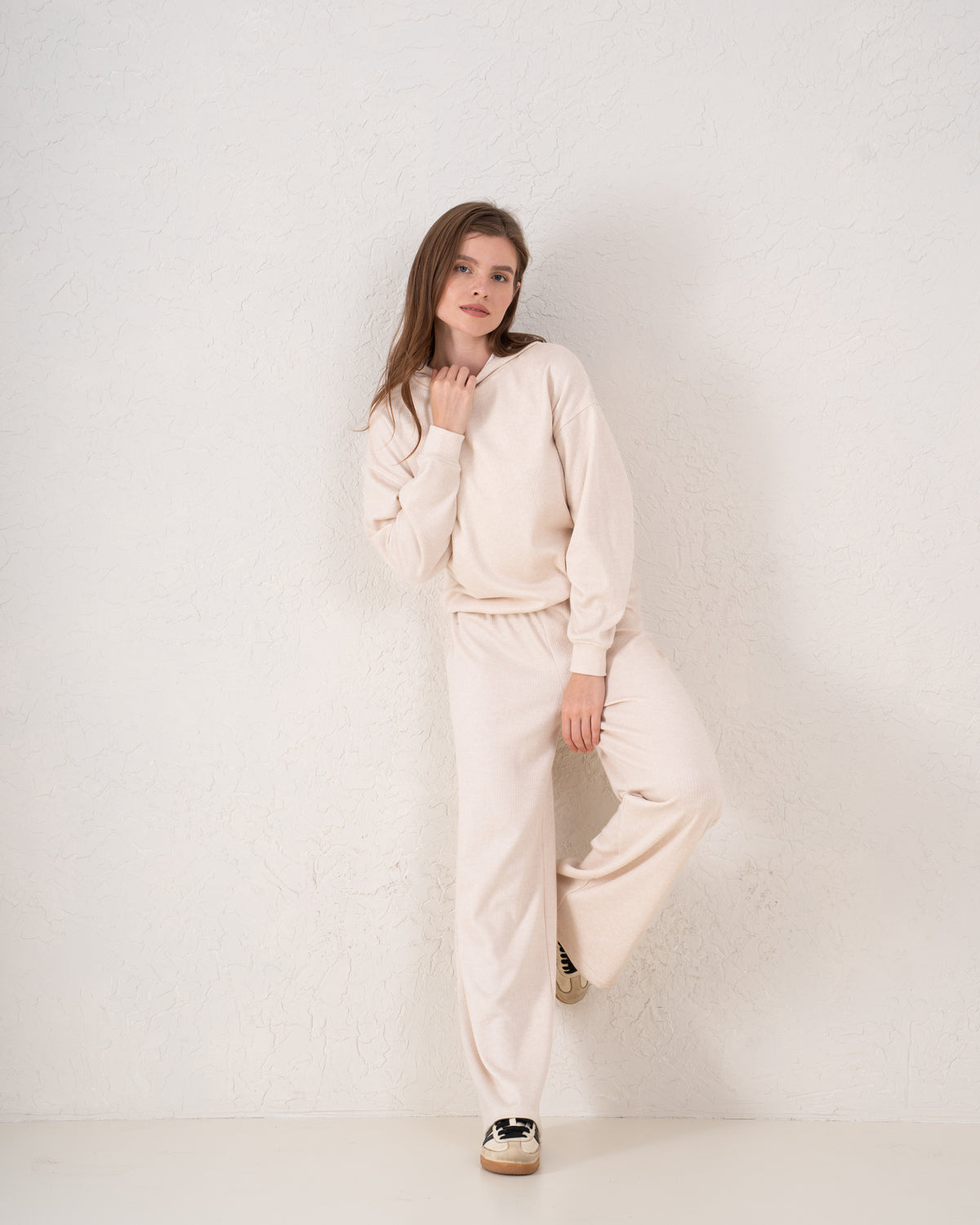 Soft Ribbed Hooded Top