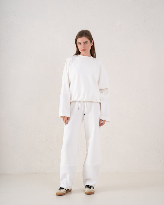 Contrast Panel Wide Leg Pants