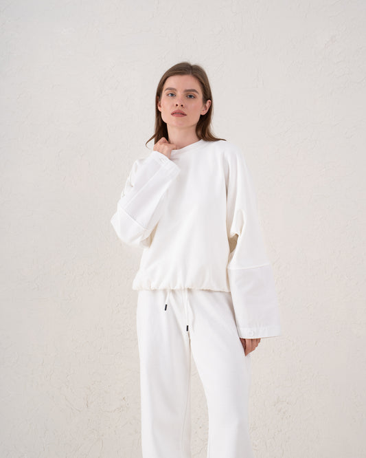 Contrast Panel Wide Sleeve Sweatshirt