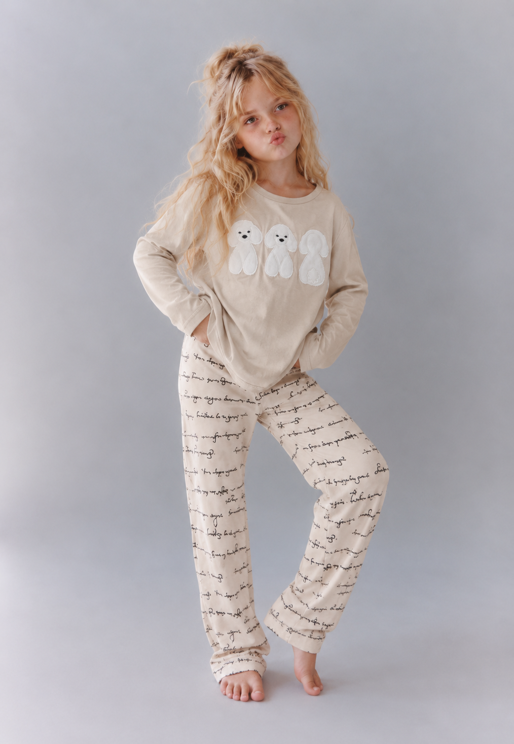 Cozy Puppy Print Pajama Set
