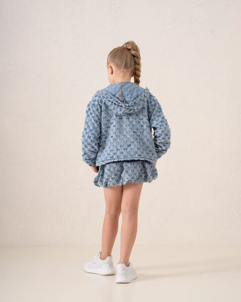 Textured Denim Bomber Jacket - Venti