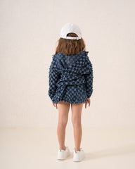 Textured Denim Bomber Jacket