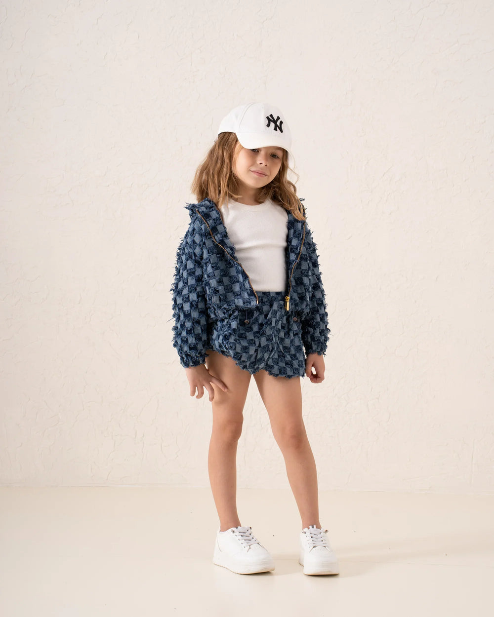 Textured Denim Bomber Jacket - Venti