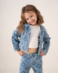 Fringed Denim Cropped Jacket