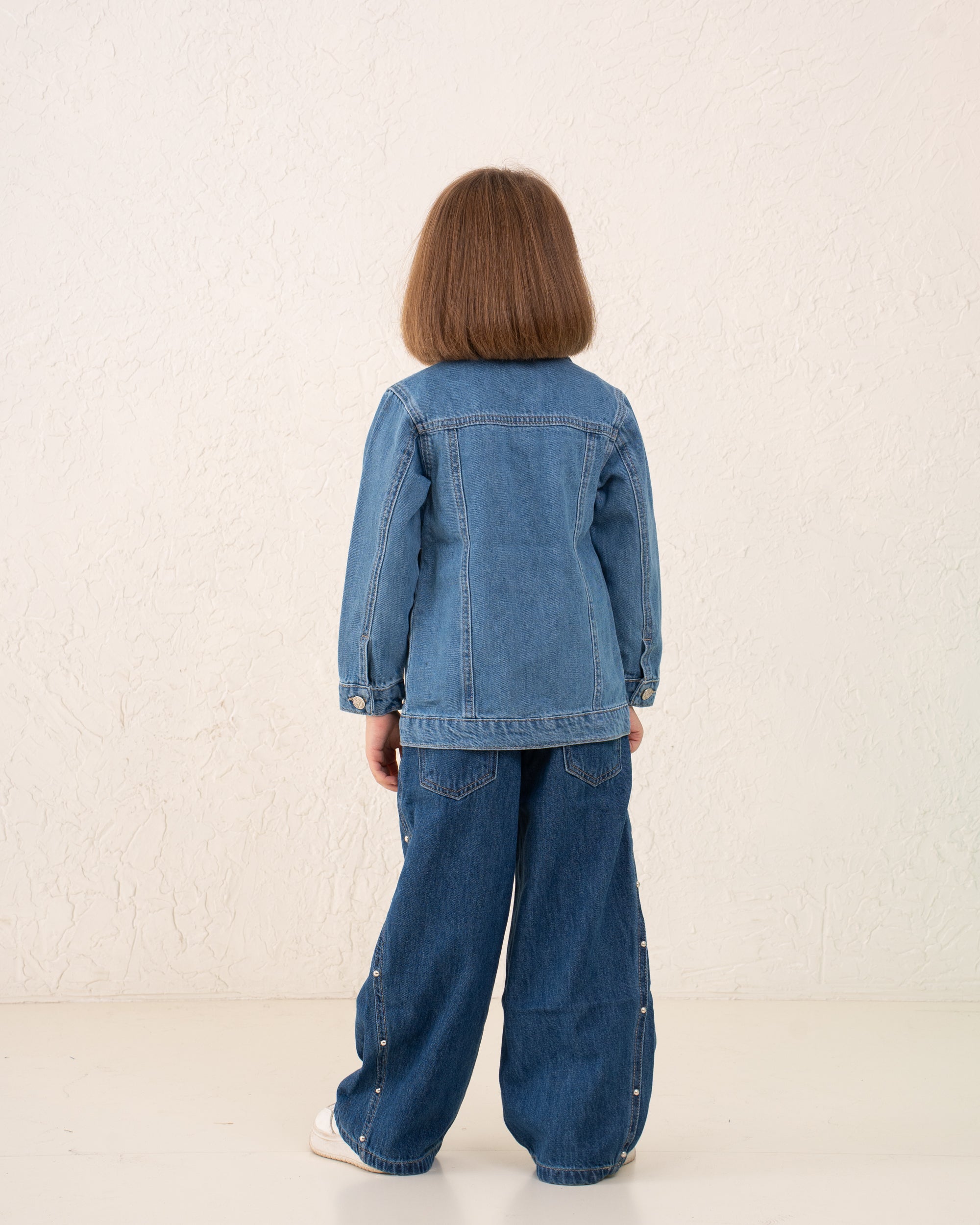 Girl studded denim jacket