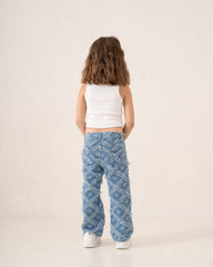 Fringed Denim Straight Pants