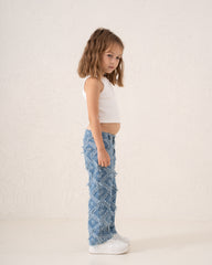 Fringed Denim Straight Pants