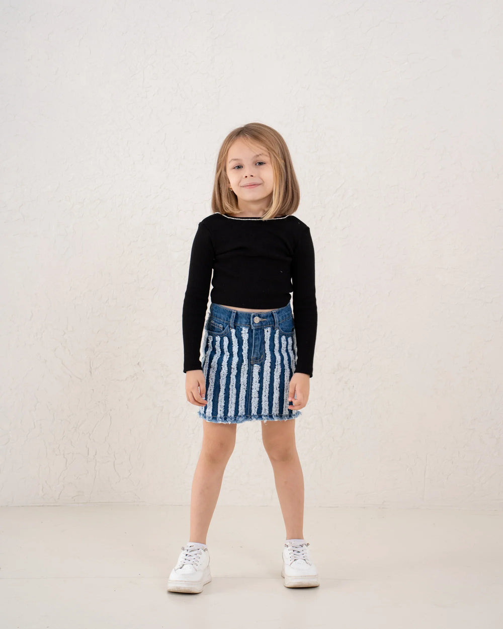 Fringed Denim Mini Skirt - Venti