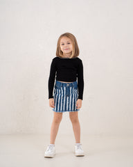 Fringed Denim Mini Skirt