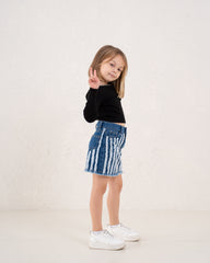 Fringed Denim Mini Skirt