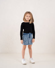Fringed Denim Mini Skirt