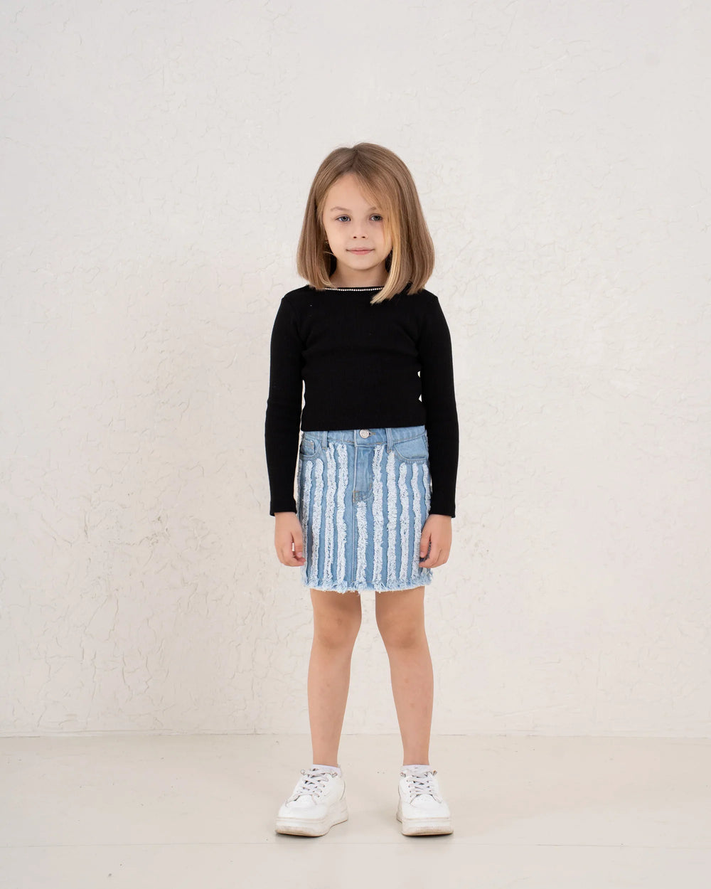 Fringed Denim Mini Skirt - Venti