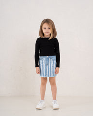 Fringed Denim Mini Skirt