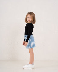 Fringed Denim Mini Skirt