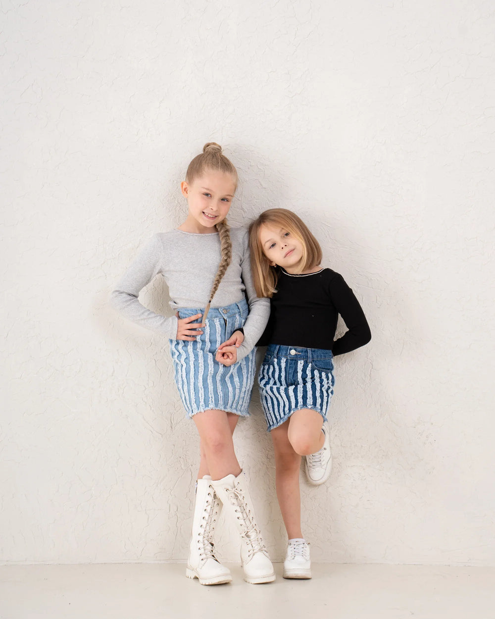 Fringed Denim Mini Skirt - Venti