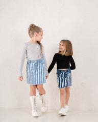 Fringed Denim Mini Skirt