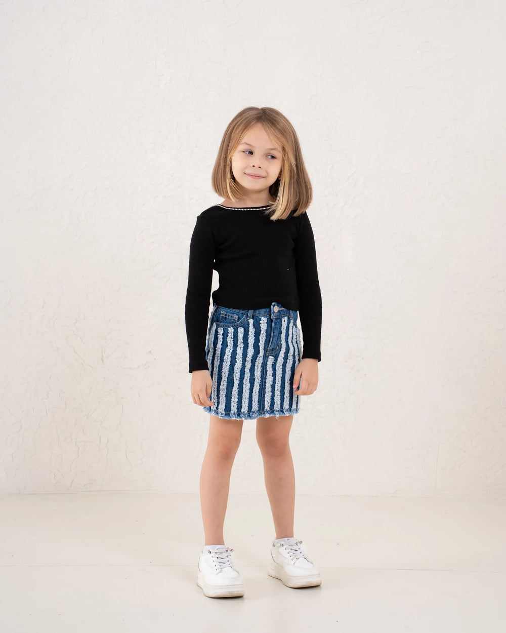 Fringed Denim Mini Skirt - Venti