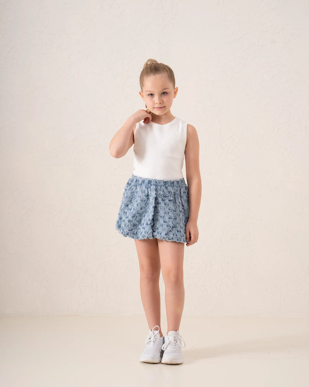 Puffball Textured Denim Skirt - Venti