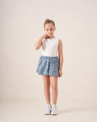 Puffball Textured Denim Skirt