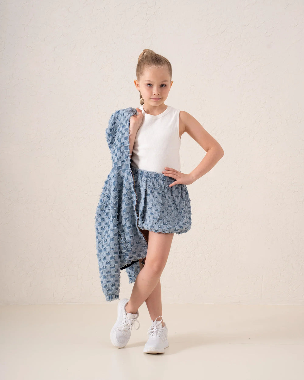 Puffball Textured Denim Skirt - Venti