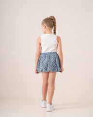 Puffball Textured Denim Skirt
