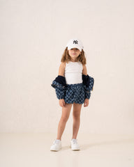Puffball Textured Denim Skirt