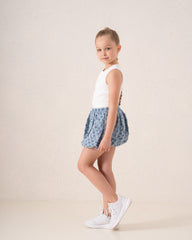 Puffball Textured Denim Skirt