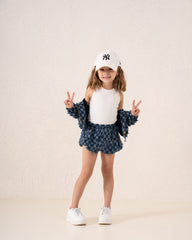 Puffball Textured Denim Skirt