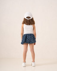 Puffball Textured Denim Skirt