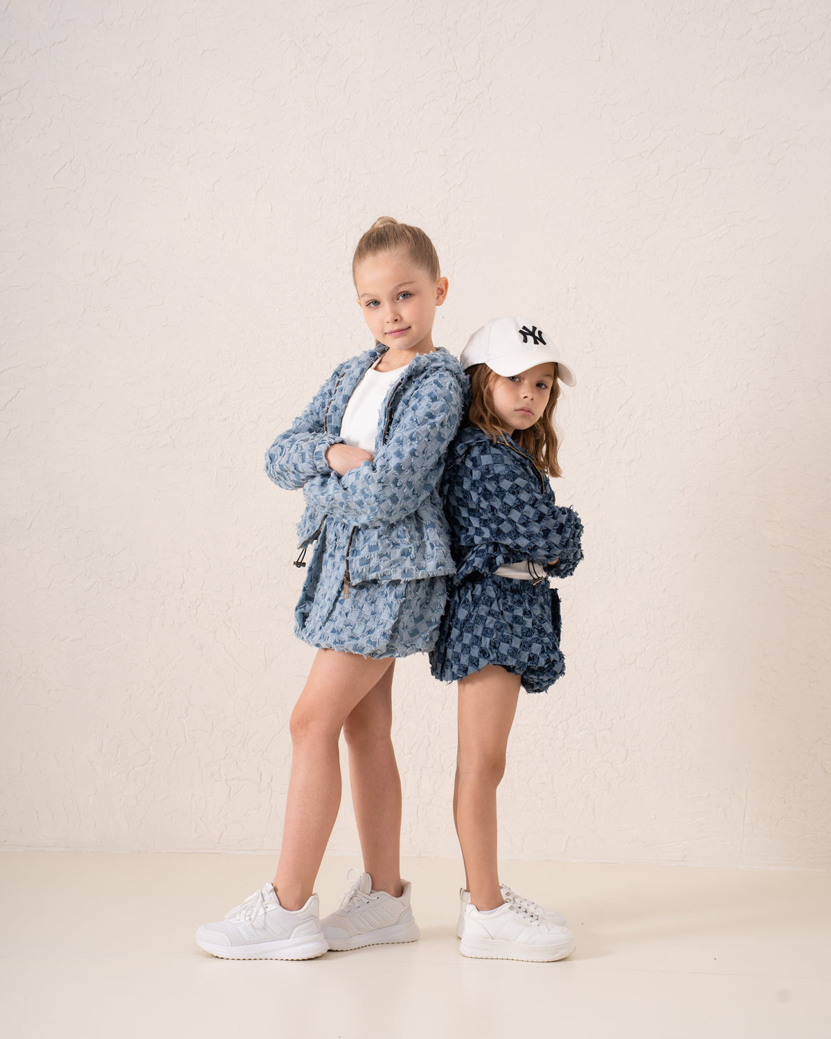 Puffball Textured Denim Skirt