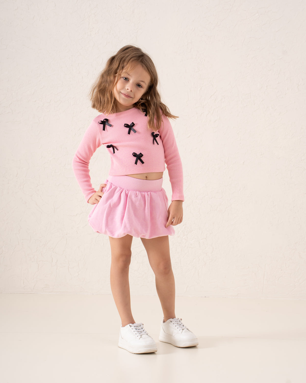 Ribbed Waist Puffball Skirt