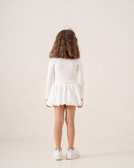 Ribbed Waist Puffball Skirt